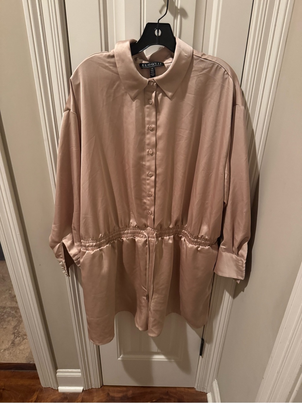 Eloquii Blouson Drawstring Romper - Blush Pink